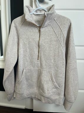 Danskin  Zip-Up Pullover Sweater - Light Heather Oatmeal